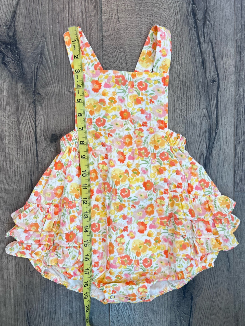 Floral Ruffle Butt Romper - Orange & Yellow - 3T - Picture 4 of 7